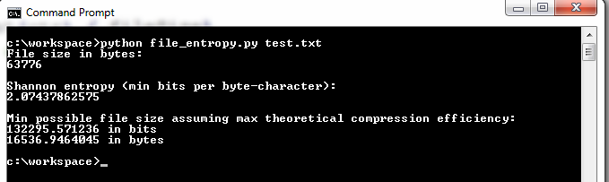 Use of file_entropy.py